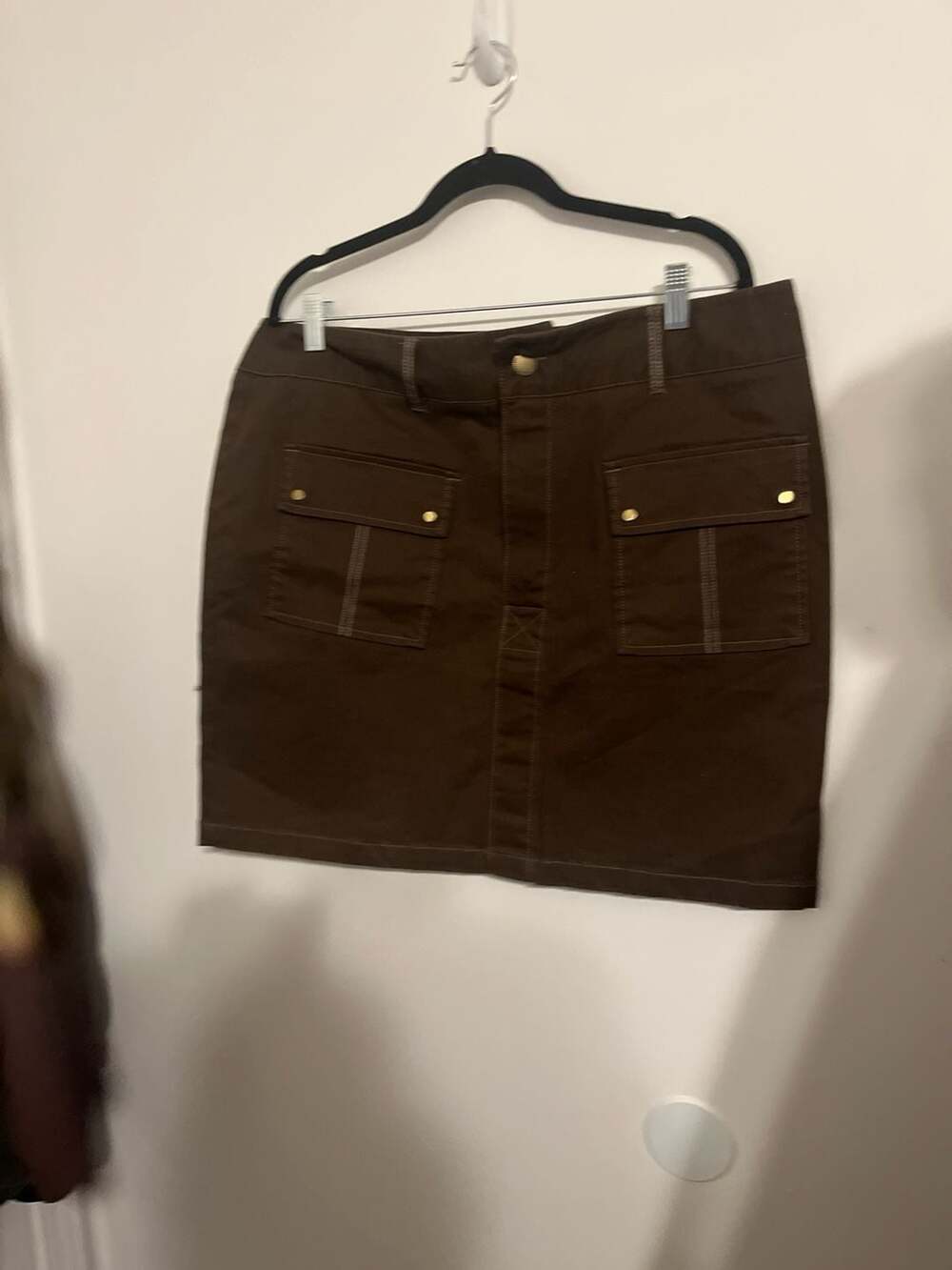 Bob Timberlake Chocolate Brown Utility Cargo Mini Skirt